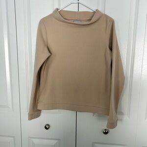 Dudley Stephens Women Mock Neck Fleece Pullover Tan Size Small Neutral/classic